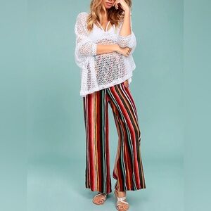 Free People / We the Free | Oversized White Crochet V-Neck Sweater | Size Large